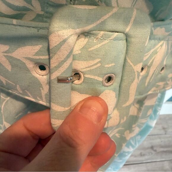 VTG The American Shirt Dress Aqua White Floral Belted Women’s 15/16 Vintage 80’s - Picture 8 of 10